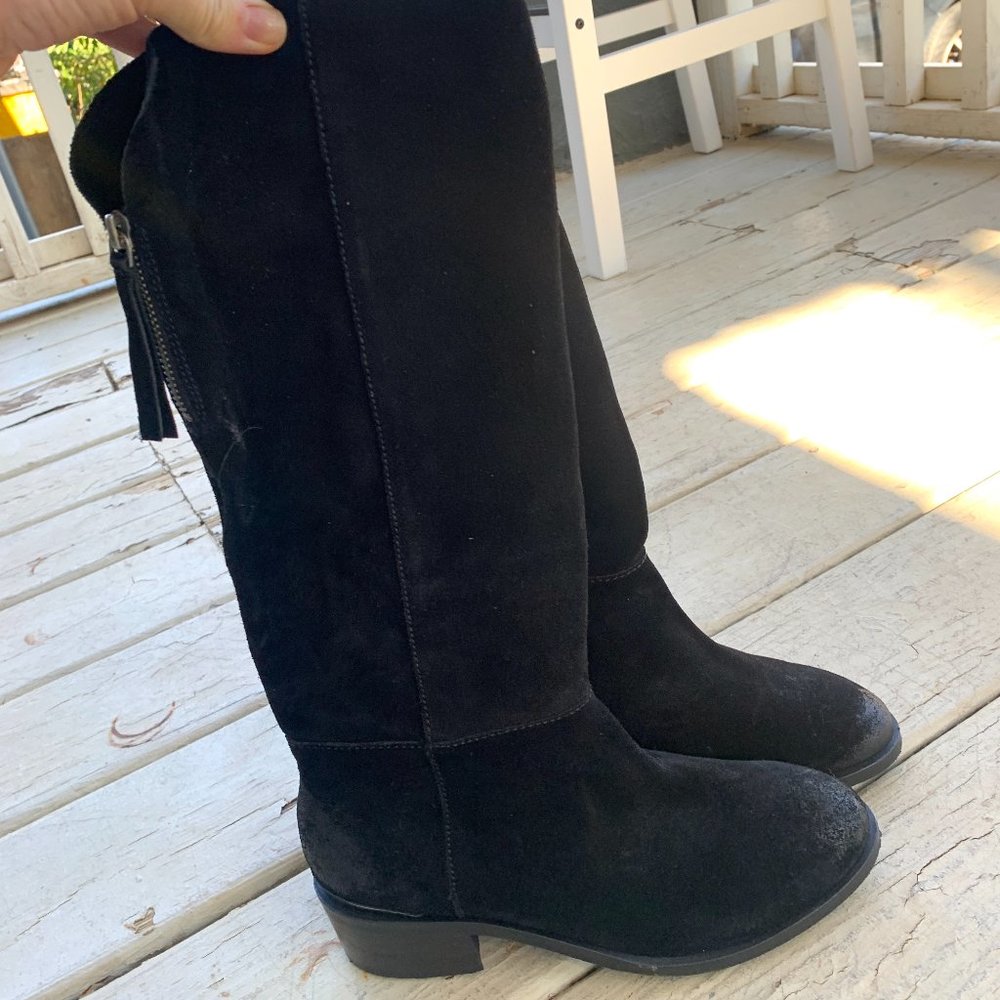 Naughty Monkey Black Knee High Suede Boots